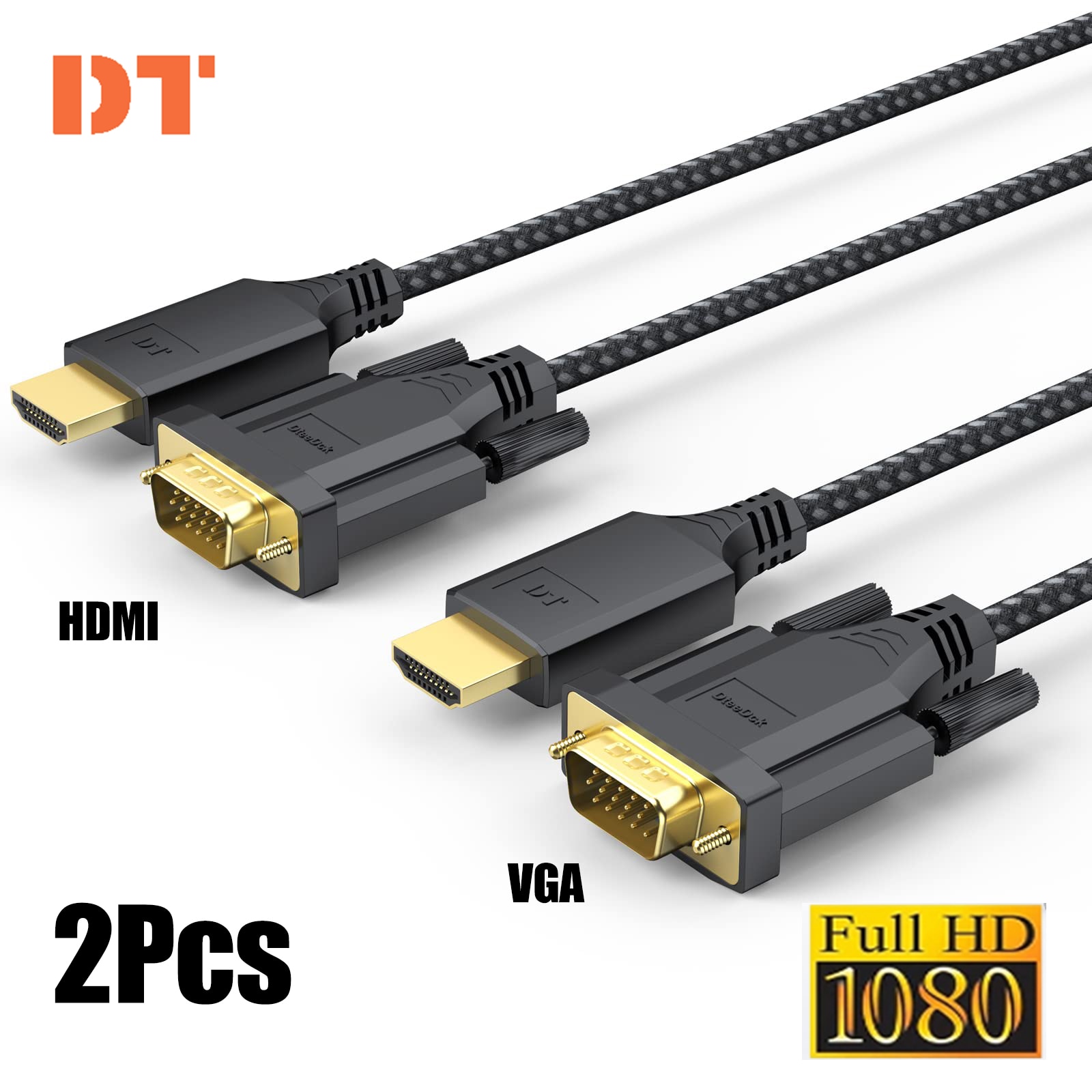 DteeDck HDMI ȣȯ ̺, Ʈ  , HDTV ũž, HDMI-VGA Ƽ  Ŀ ڵ, 2PCs/Ʈ